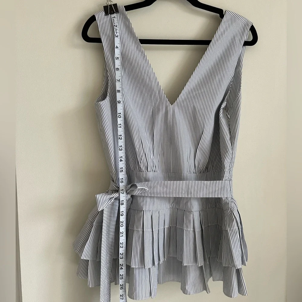 MARNI Striped Pleated Peplum Belted Cotton Top — IT 42 (US 6–8) - Picture 6 of 12